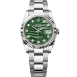 Rolex  Datejust 36mm 126234 Olive Green Palm Motif Diamond Dial Jubilee Stainless Steel Watch