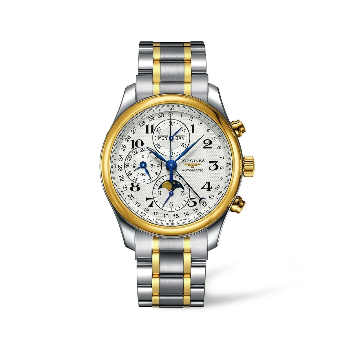 FE61F827-FA8D-1481-88C7-909D42987097.jpg Longines Men's L27735787 Master 18kt Yellow Gold Chronograph Moonphase Automatic Two-Tone Stainless Steel Watch - Image 1