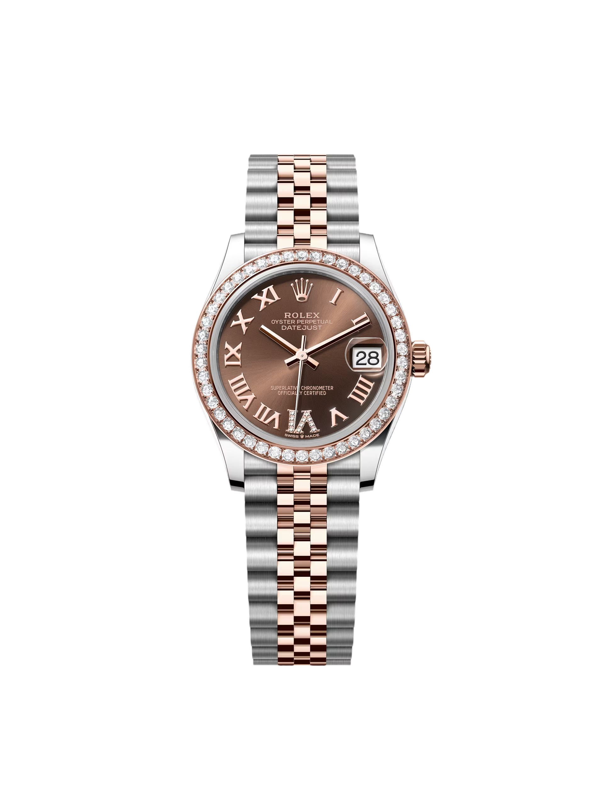 FEBDFB02-9EAB-F8A5-4BD3-A6530289A245.png Rolex Datejust m278381-0005/0006 Chocolate Roman Diamond 31mm Dial Diamond-Set Bezel and Oyster Bracelet Watch - Image 1