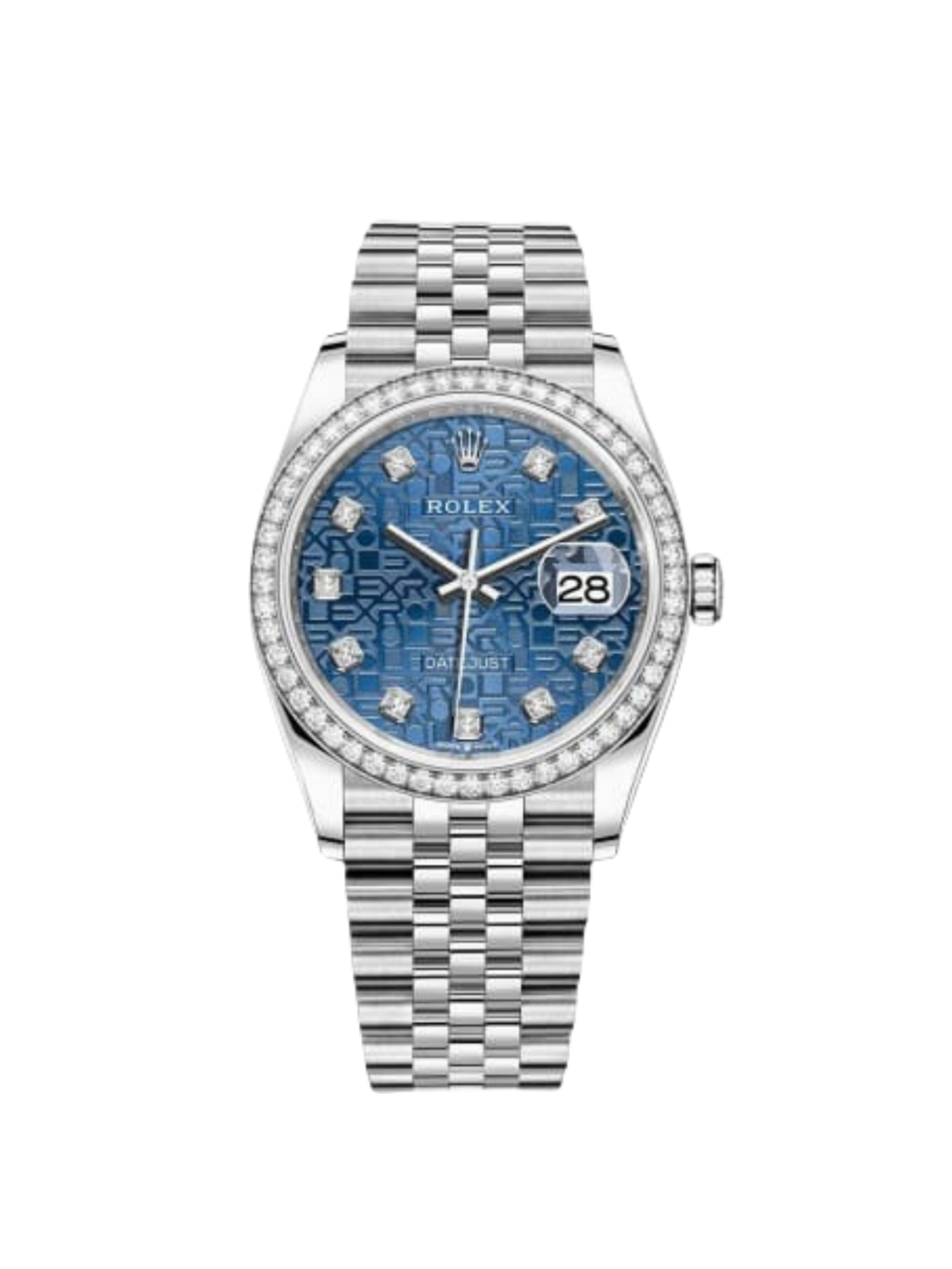 FF8FB784-0F67-618A-54F7-EB6E8FB31CB3.png Rolex Datejust 36mm 126284 Blue Jubilee Diamond Dial & Diamond Bezel, Stainless Steel Oyster Bracelet Watch - Image 1